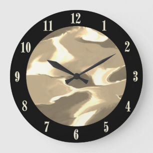 Wellen in Tan- und Braundesign Große Wanduhr