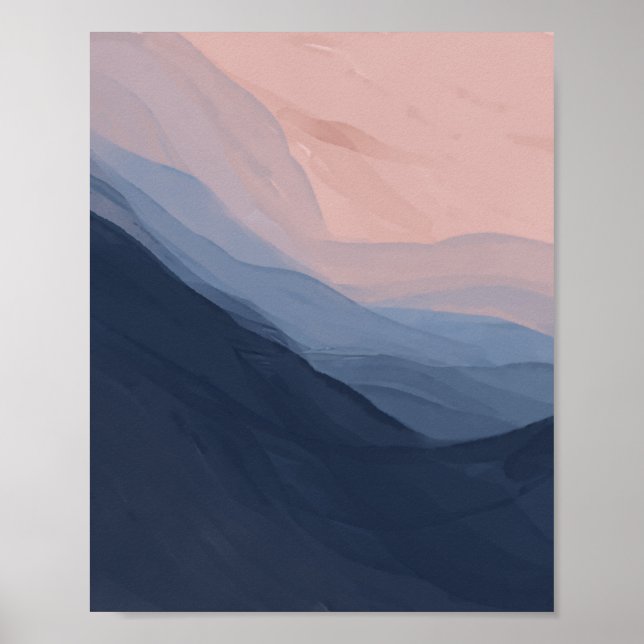 Wellen in Textur - Tief blau und Beige Poster (Vorne)