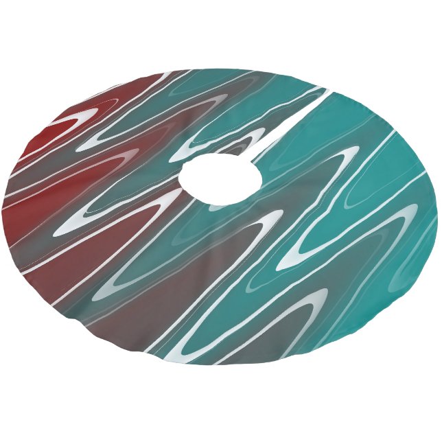 Wellen in weiß polyester weihnachtsbaumdecke (Schrägansicht)