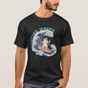 Wellen jagende surfenende Katze  Cooler Surfer Str T-Shirt