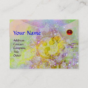 WELLEN-KARMINROTES MONOGRAMM, helles gelbes Visitenkarte