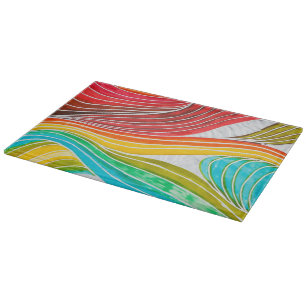 Wellen-Muster gezeichnet durch Watercolor-Farben Schneidebrett