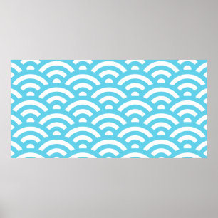 Wellen ozeanblaue Textur Poster