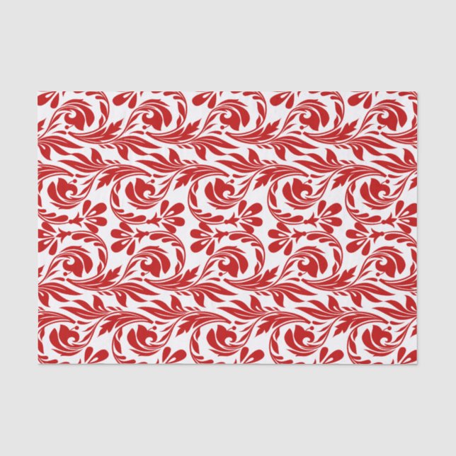 Wellen-Rot-Weiß-GEWEBE-WRAP-PAPIER Seidenpapier (Vorderseite)