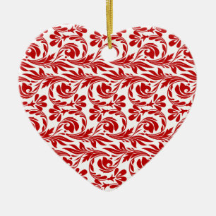 Wellen, rot-weißer Herzschlag Keramik Ornament
