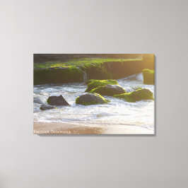Wellen-Schaum-Riff-Algen-Strand-Landschaft-Natur-F Leinwanddruck