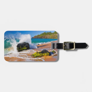 Wellen schlagen auf den Strand, Hawaii Gepäckanhänger