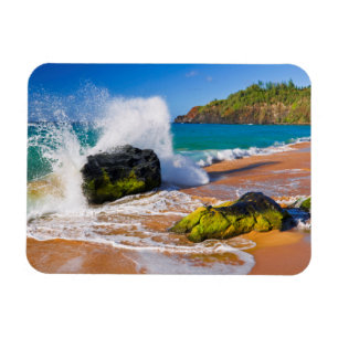 Wellen schlagen auf den Strand, Hawaii Magnet