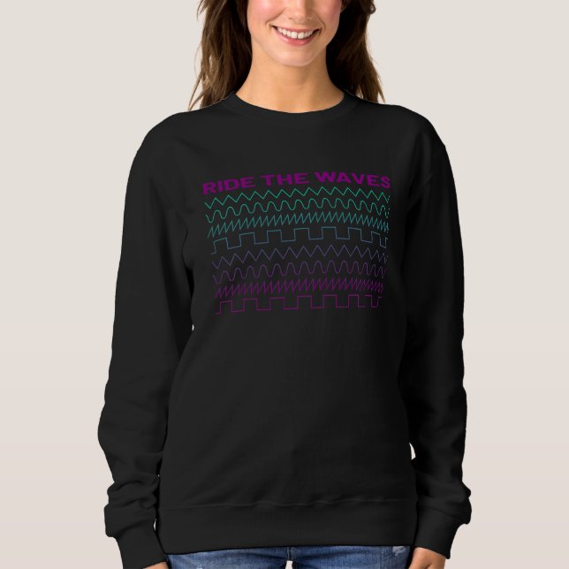 Wellen Synthesizer Synthwave Waveform Sweatshirt (Vorderseite)