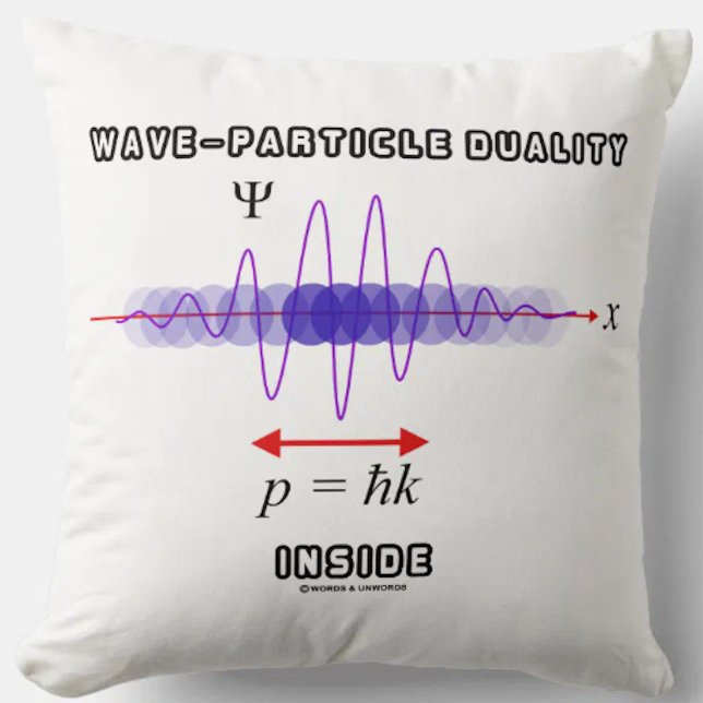 Wellen-Teilchen-Dualität innerhalb des Grundsatzes Kissen (Physicists and physics major will enjoy this throw pillow featuring "Wave-Particle Duality Inside")