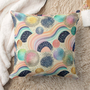 Wellen und Glitzer von Pastel, Rainbow, Abstrakt Kissen