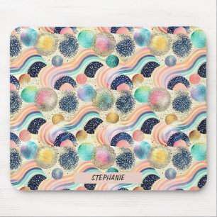 Wellen und Glitzer von Pastel, Rainbow, Abstrakt Mousepad
