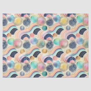 Wellen und Glitzer von Pastel, Rainbow, Abstrakt Seidenpapier