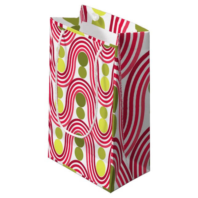 Wellen und Kreise Kleine Geschenktüte (Vorderseite Schrägansicht)
