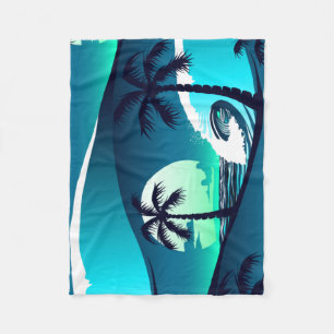 Wellen und Palmen Fleecedecke