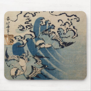 Wellen und Vögel, c.1825 (Farbewoodblock Druck) Mousepad
