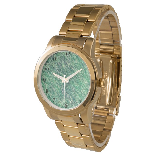 Wellen von Grün Armbanduhr (Schrägansicht)