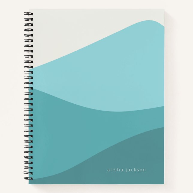 Wellen von Grün Notizbuch (Vorderseite)