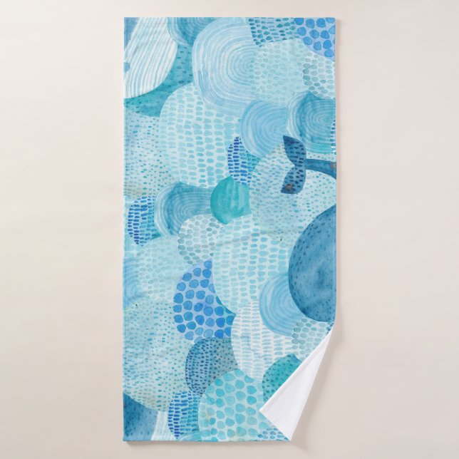 Wellen, Wale, kindische blaue Textur Badehandtuch (Badehandtuch)