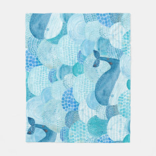Wellen, Wale, kindische blaue Textur Fleecedecke