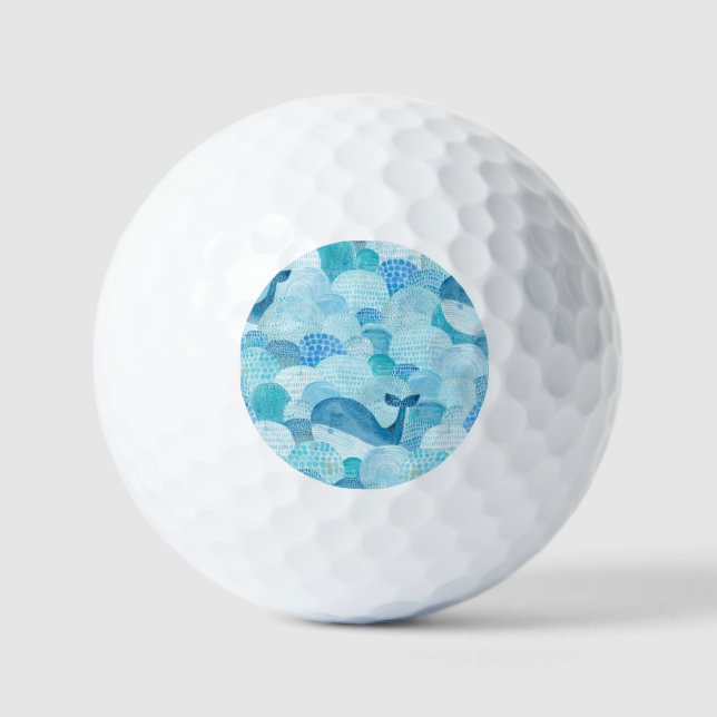 Wellen, Wale, kindische blaue Textur Golfball (Vorderseite)