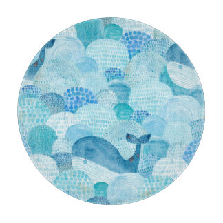 Wellen, Wale, kindische blaue Textur Schneidebrett