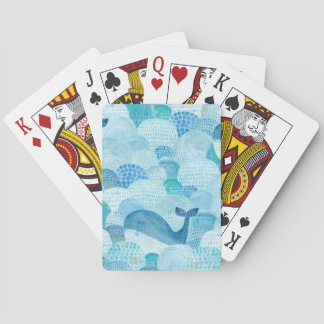 Wellen, Wale, kindische blaue Textur Spielkarten