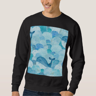 Wellen, Wale, kindische blaue Textur Sweatshirt