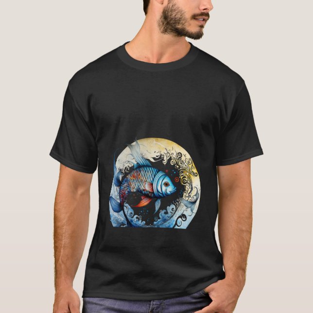 Wellen Wasser Fisch T-Shirt (Vorderseite)