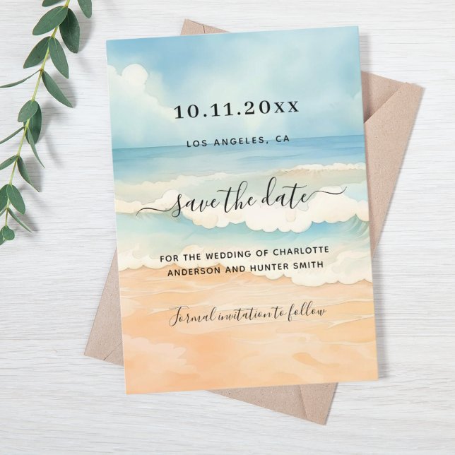 Wellen Wasser gefärbte Hochzeit speichern das Datu Save The Date (Von Creator hochgeladen)