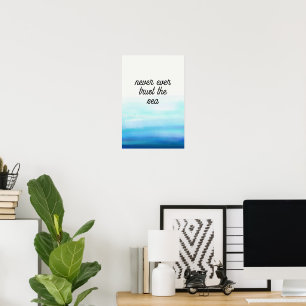 Wellen Wasserfarbe Blau Poster