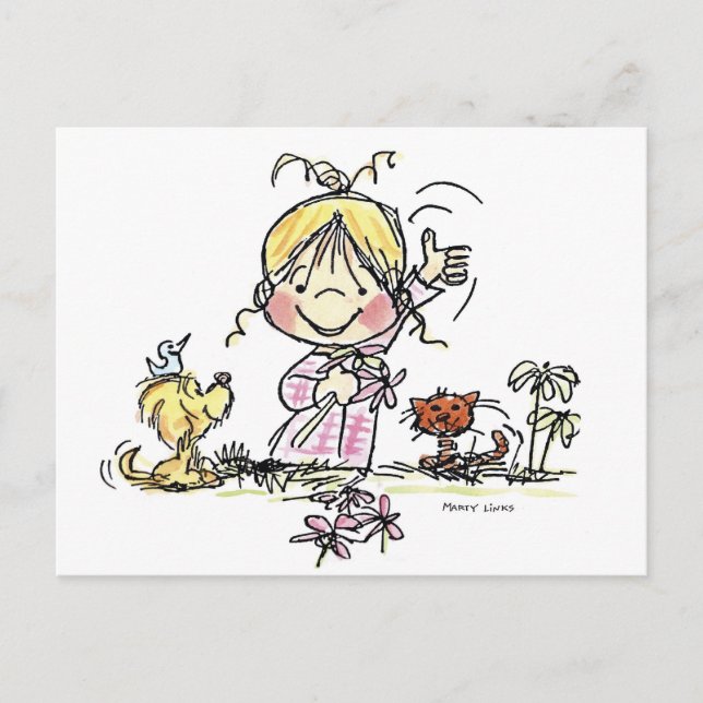 Wellenartig bewegen des Mädchen-FL-001 Postkarte (Vorderseite)