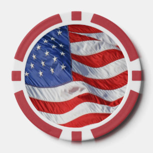 Wellenartig bewegende amerikanische Flagge Pokerchips