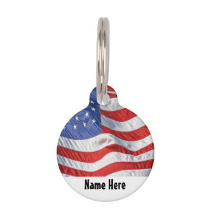 Wellenartig bewegende amerikanische Flagge Tiernamensmarke