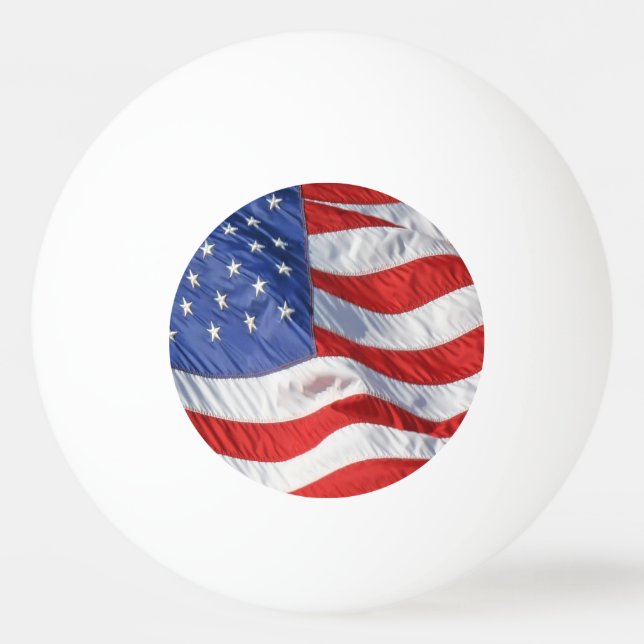 Wellenartig bewegende amerikanische Flagge Tischtennisball (Vorderseite)