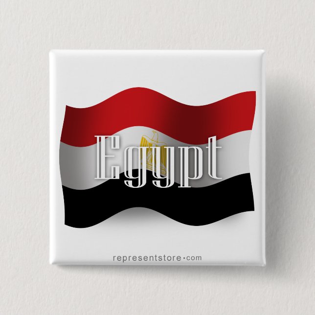 Wellenartig bewegende Flagge Ägyptens Button (Vorderseite)
