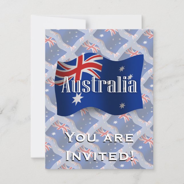 Wellenartig bewegende Flagge Australiens Einladung (Vorderseite)