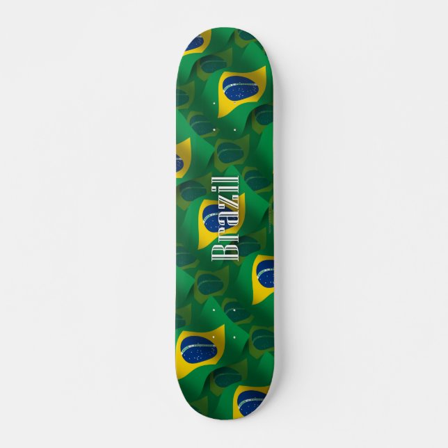 Wellenartig bewegende Flagge Brasiliens Skateboard (Vorne)