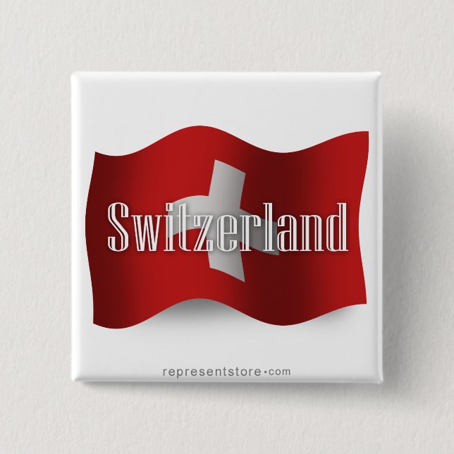Wellenartig bewegende Flagge der Schweiz Button (Vorderseite)