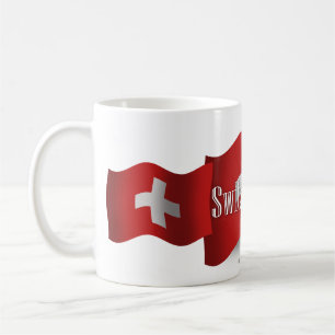 Wellenartig bewegende Flagge der Schweiz Kaffeetasse