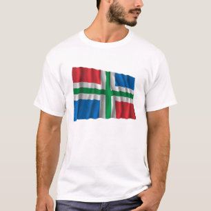 Wellenartig bewegende Flagge Groningens T-Shirt