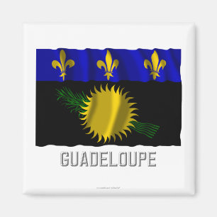 Wellenartig bewegende Flagge Guadeloupes mit Namen Magnet