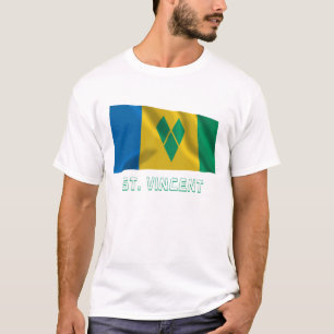 Wellenartig bewegende Flagge Heiligen Vincents mit T-Shirt
