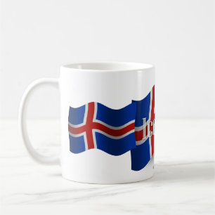 Wellenartig bewegende Flagge Islands Kaffeetasse