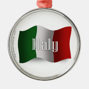 Wellenartig bewegende Flagge Italiens Silbernes Ornament