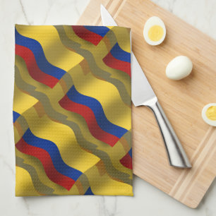 Wellenartig bewegende Flagge Kolumbiens Geschirrtuch
