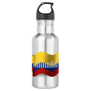 Wellenartig bewegende Flagge Kolumbiens Trinkflasche