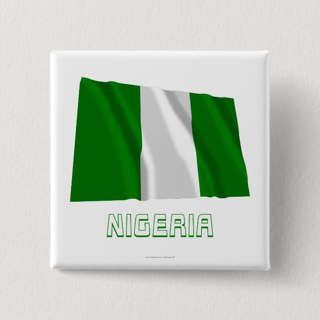 Wellenartig bewegende Flagge Nigerias mit Namen Button (Vorderseite)