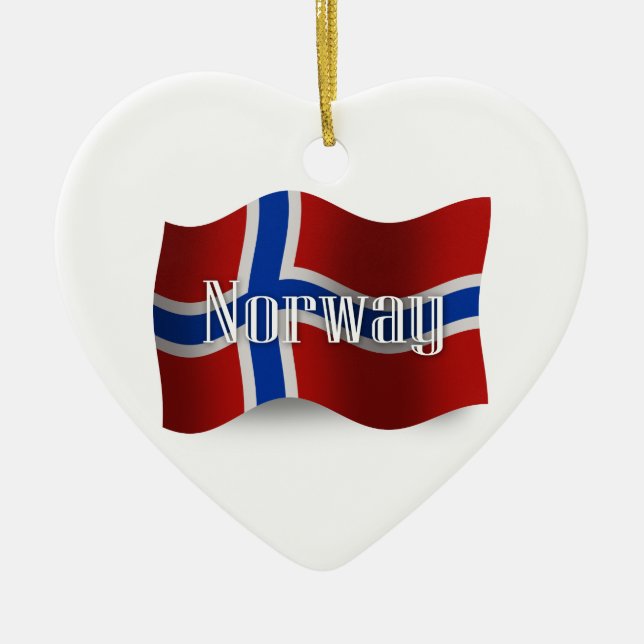 Wellenartig bewegende Flagge Norwegens Keramikornament (Vorne)