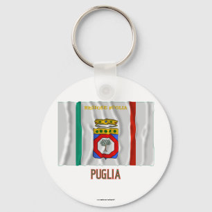 Wellenartig bewegende Flagge Puglia mit Namen Schlüsselanhänger